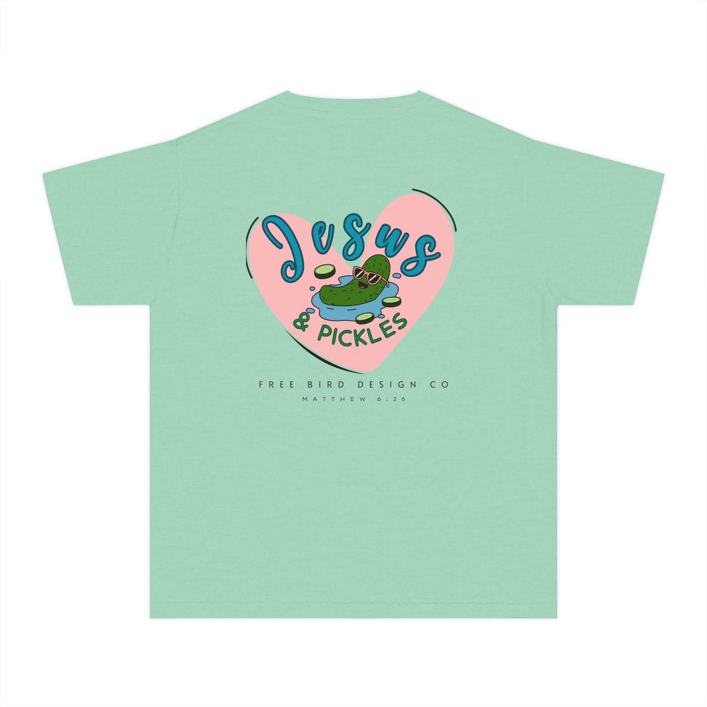 Jesus & Pickles Youth Midweight Tee, Fun Kids T-Shirt, Trendy Graphic Tee, Gift for Young Ones, Birthday, Holiday Apparel