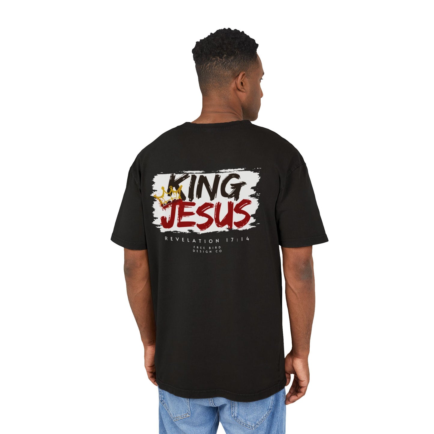 Crowned and Chosen by the Blood of King Jesus Men's Acid Washed Oversized Tee - King Jesus Graphic T-Shirt, Casual Streetwear, Faith-Based Gift, Church Attire, Comfortable Everyday Wear