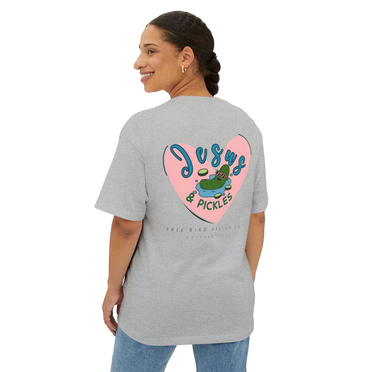 Jesus & Pickles Oversized Tee, Fun Graphic T-Shirt, Casual Unisex Apparel, Perfect Gift for Foodies, Christian Apparel, Everyday Wear