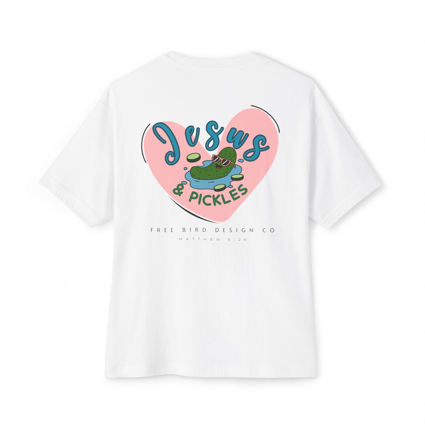 Jesus & Pickles Oversized Tee, Fun Graphic T-Shirt, Casual Unisex Apparel, Perfect Gift for Foodies, Christian Apparel, Everyday Wear
