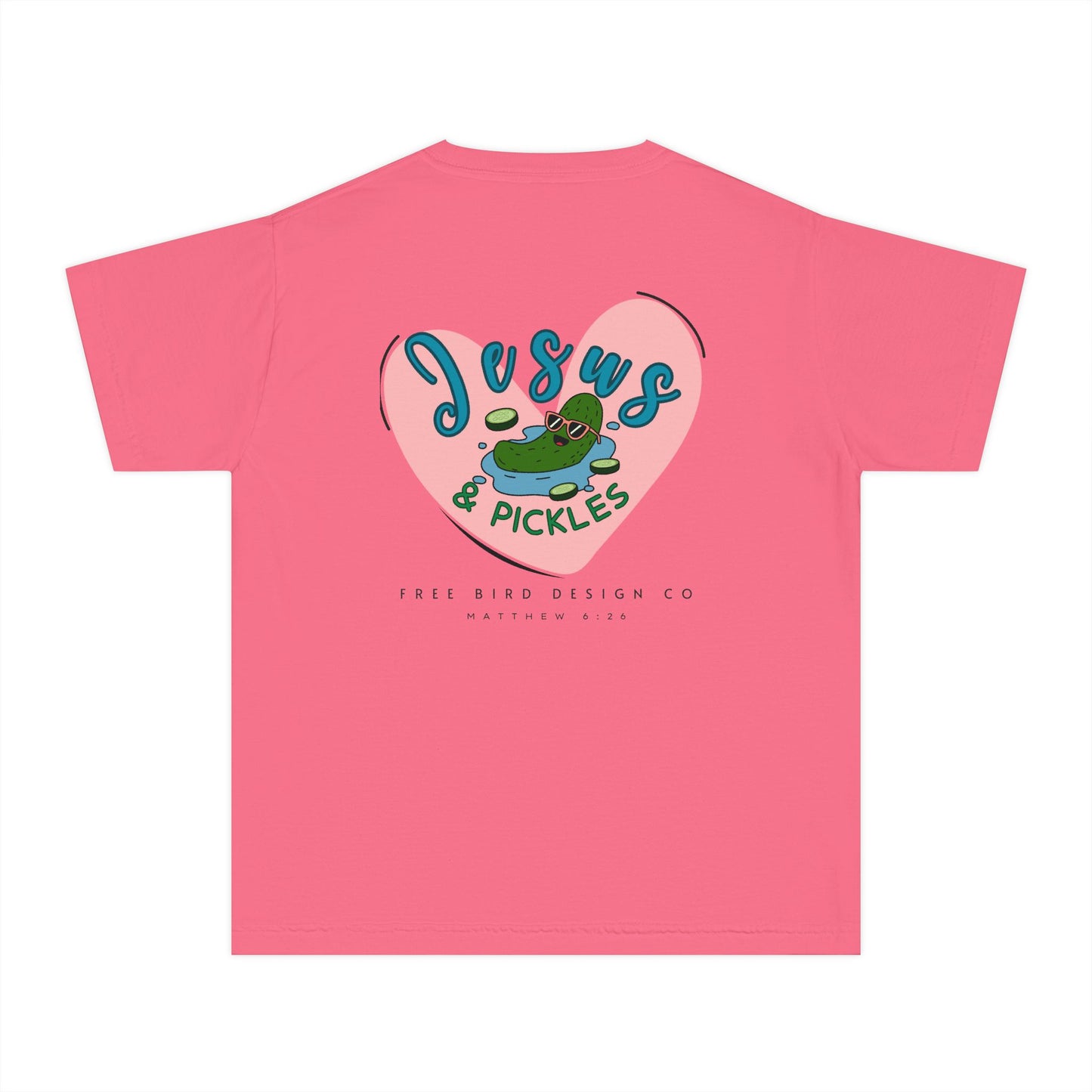 Jesus & Pickles Youth Midweight Tee, Fun Kids T-Shirt, Trendy Graphic Tee, Gift for Young Ones, Birthday, Holiday Apparel