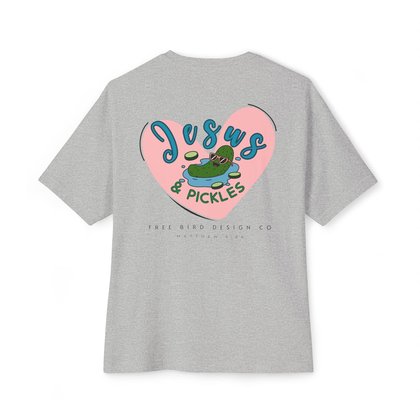 Jesus & Pickles Oversized Tee, Fun Graphic T-Shirt, Casual Unisex Apparel, Perfect Gift for Foodies, Christian Apparel, Everyday Wear