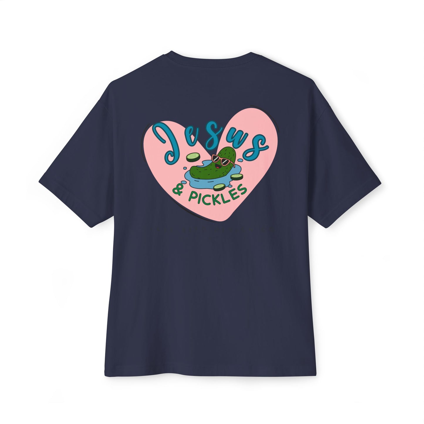 Jesus & Pickles Oversized Tee, Fun Graphic T-Shirt, Casual Unisex Apparel, Perfect Gift for Foodies, Christian Apparel, Everyday Wear