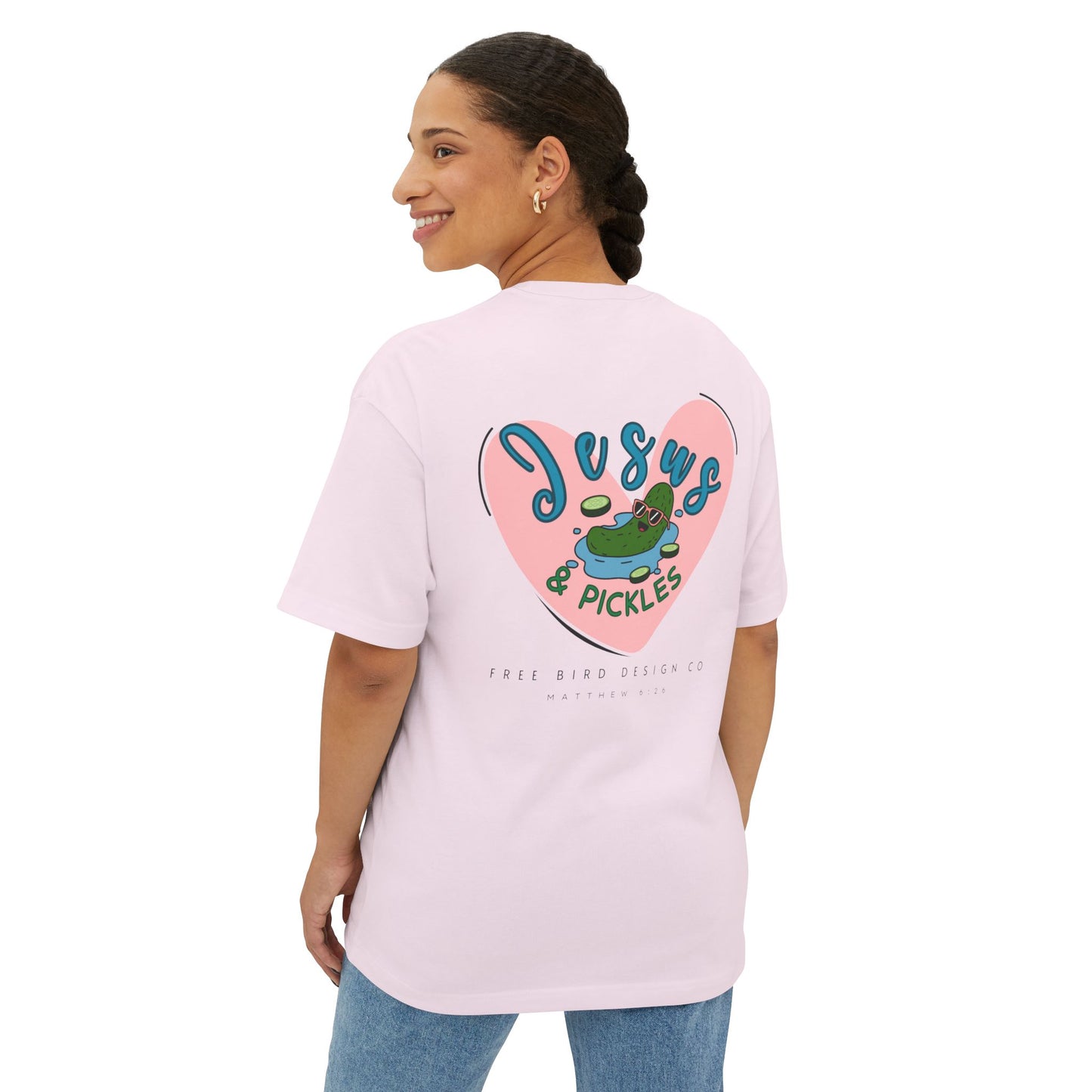 Jesus & Pickles Oversized Tee, Fun Graphic T-Shirt, Casual Unisex Apparel, Perfect Gift for Foodies, Christian Apparel, Everyday Wear