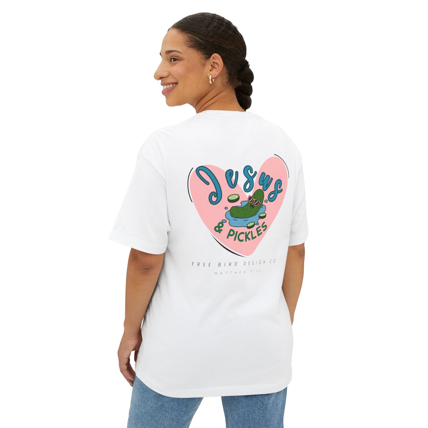 Jesus & Pickles Oversized Tee, Fun Graphic T-Shirt, Casual Unisex Apparel, Perfect Gift for Foodies, Christian Apparel, Everyday Wear