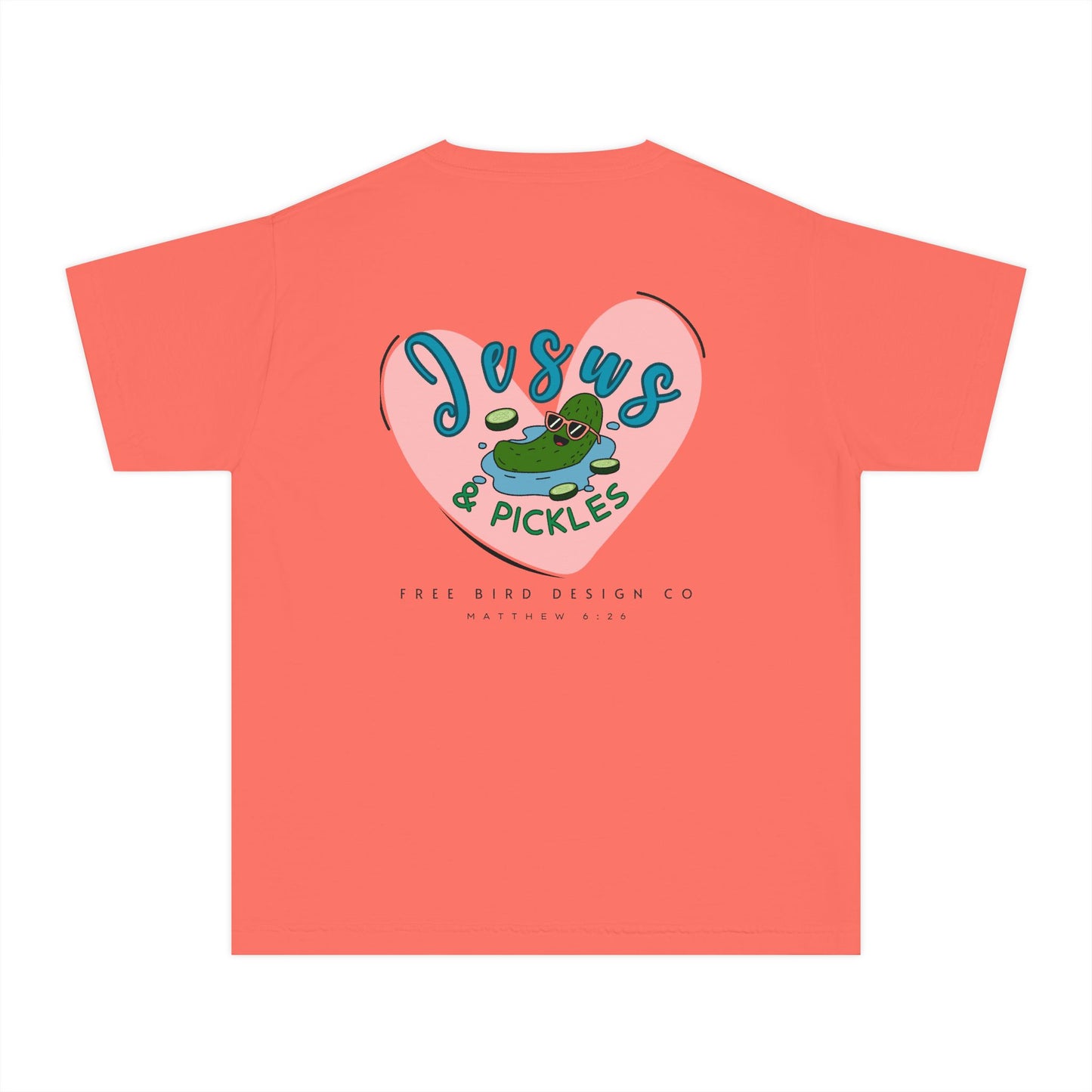 Jesus & Pickles Youth Midweight Tee, Fun Kids T-Shirt, Trendy Graphic Tee, Gift for Young Ones, Birthday, Holiday Apparel