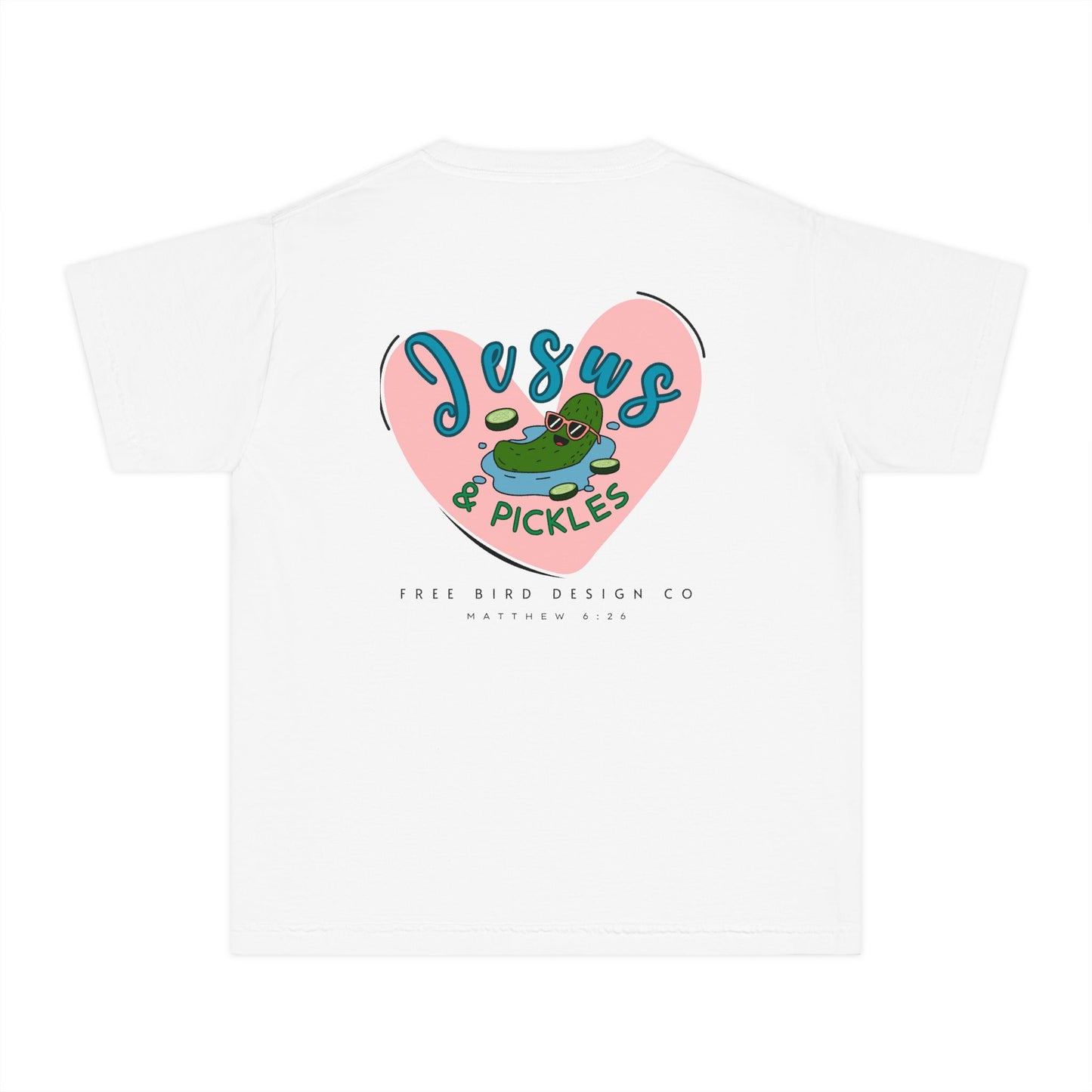 Jesus & Pickles Youth Midweight Tee, Fun Kids T-Shirt, Trendy Graphic Tee, Gift for Young Ones, Birthday, Holiday Apparel