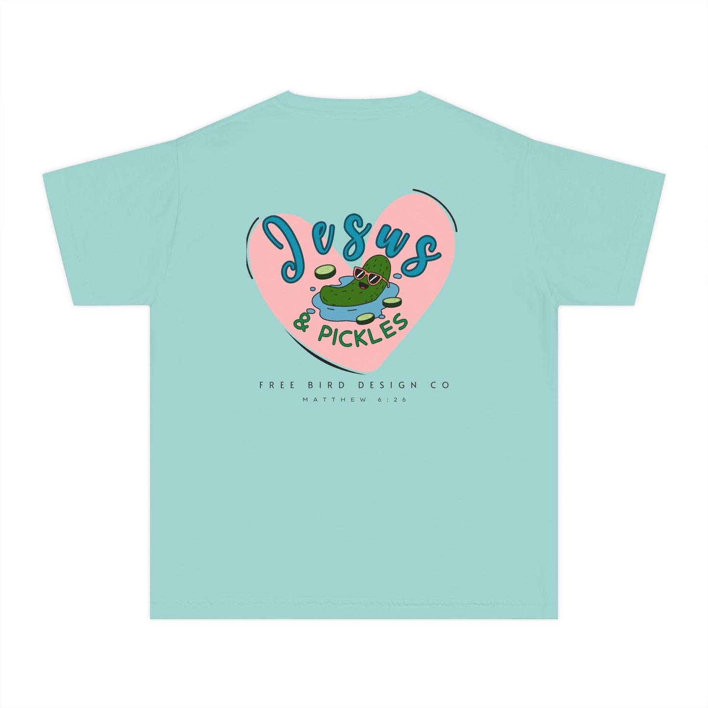 Jesus & Pickles Youth Midweight Tee, Fun Kids T-Shirt, Trendy Graphic Tee, Gift for Young Ones, Birthday, Holiday Apparel