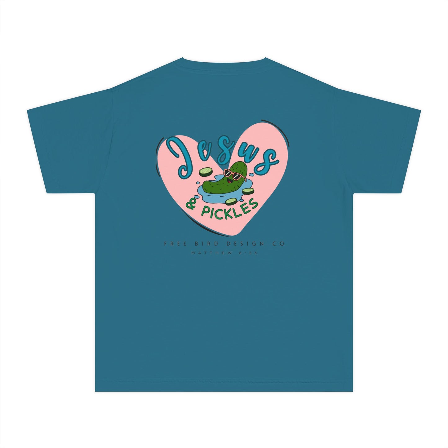 Jesus & Pickles Youth Midweight Tee, Fun Kids T-Shirt, Trendy Graphic Tee, Gift for Young Ones, Birthday, Holiday Apparel