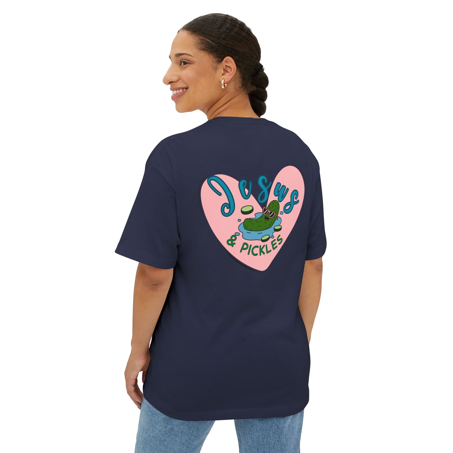 Jesus & Pickles Oversized Tee, Fun Graphic T-Shirt, Casual Unisex Apparel, Perfect Gift for Foodies, Christian Apparel, Everyday Wear