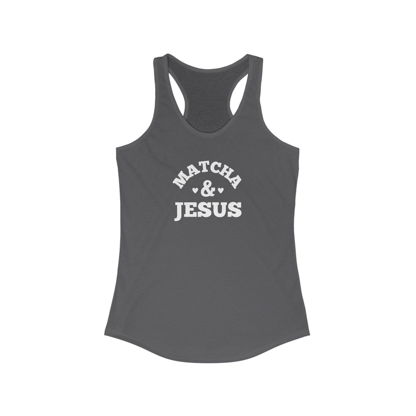 Christian Workout Tank Top, Matcha & Jesus Racerback, Gift for Tea Lovers, Casual Summer Wear, Religious Apparel, Fitness Shirt