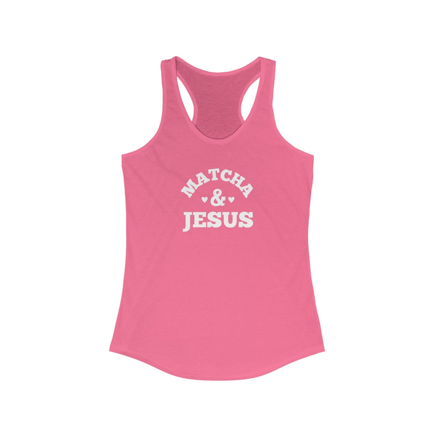 Christian Workout Tank Top, Matcha & Jesus Racerback, Gift for Tea Lovers, Casual Summer Wear, Religious Apparel, Fitness Shirt