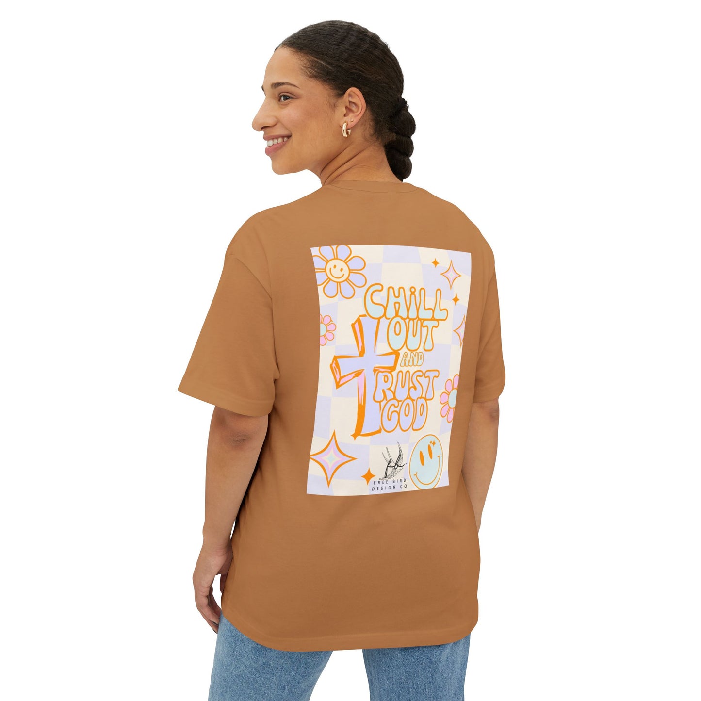 Chill Out and Trust God Boxy Tee, Relaxed Unisex T-Shirt, Cute Faith-Based Apparel, Pastel Graphic Tee for Everyday Wear, Spiritual [...]