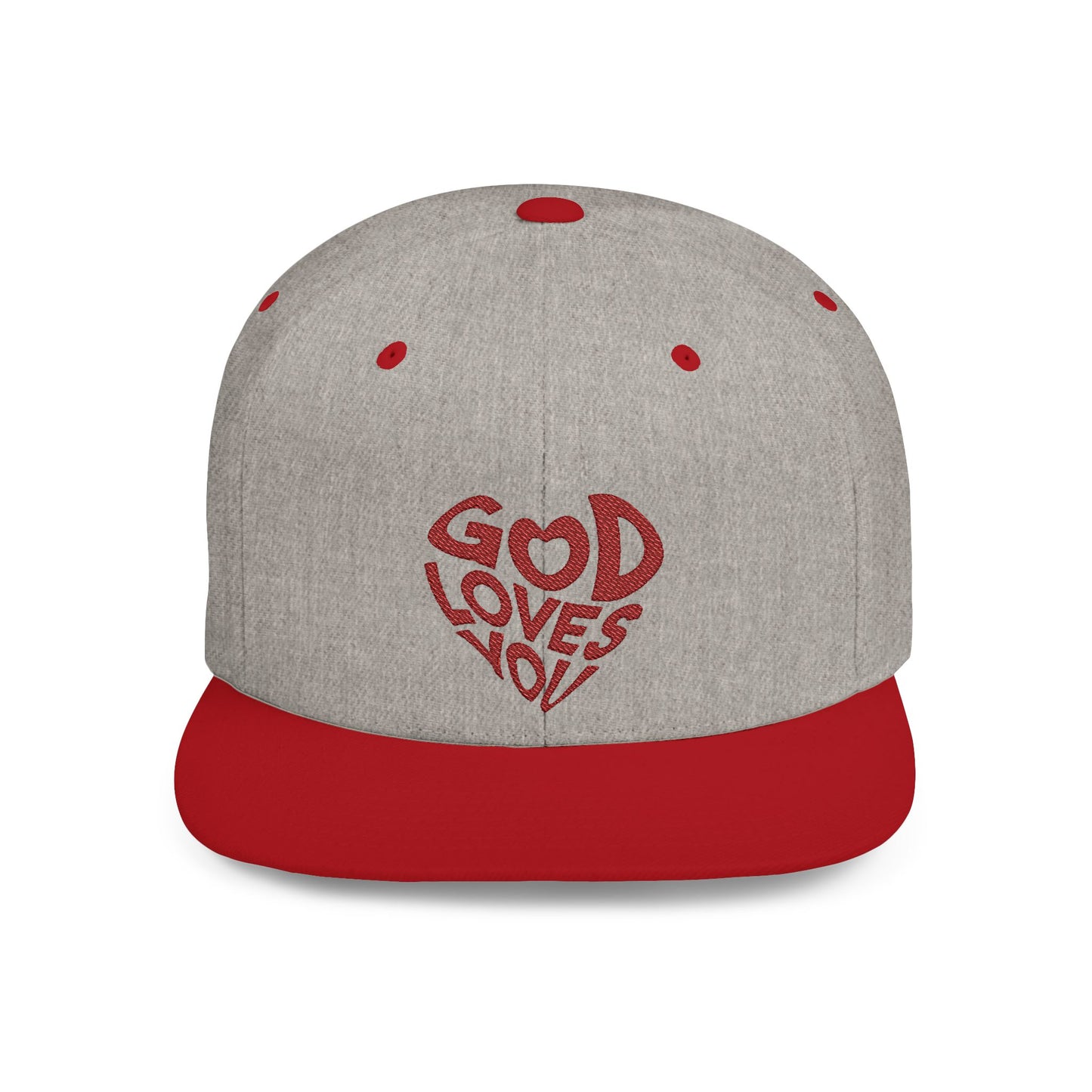 God Loves You Flat Bill Snapback Cap, Faith-Based Hat, Casual Wear, Gift for Friends, Summer Accessory, Religious Statement