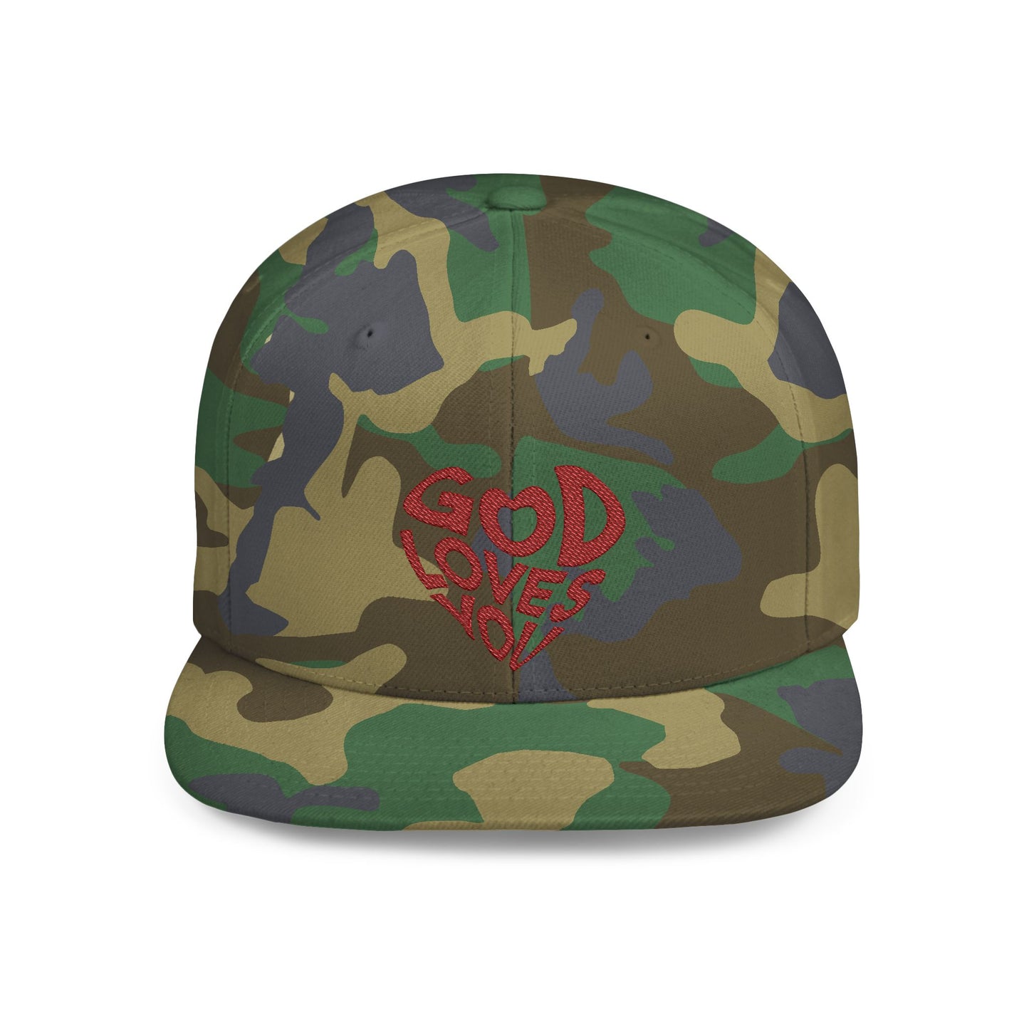 God Loves You Flat Bill Snapback Cap, Faith-Based Hat, Casual Wear, Gift for Friends, Summer Accessory, Religious Statement