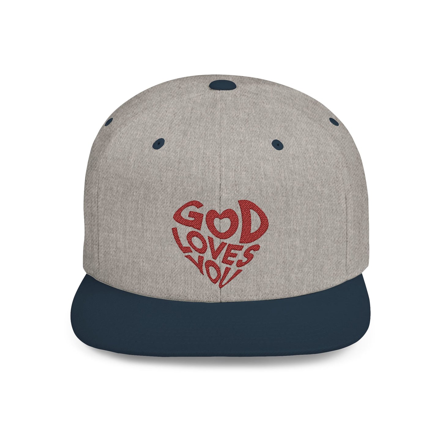 God Loves You Flat Bill Snapback Cap, Faith-Based Hat, Casual Wear, Gift for Friends, Summer Accessory, Religious Statement
