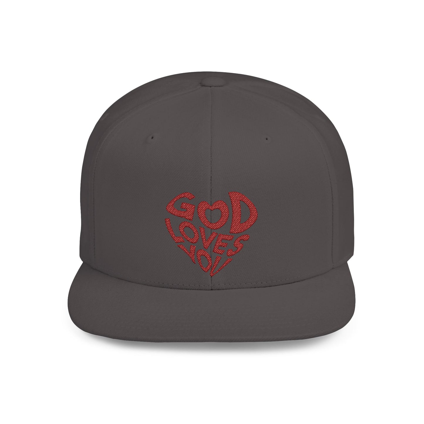 God Loves You Flat Bill Snapback Cap, Faith-Based Hat, Casual Wear, Gift for Friends, Summer Accessory, Religious Statement