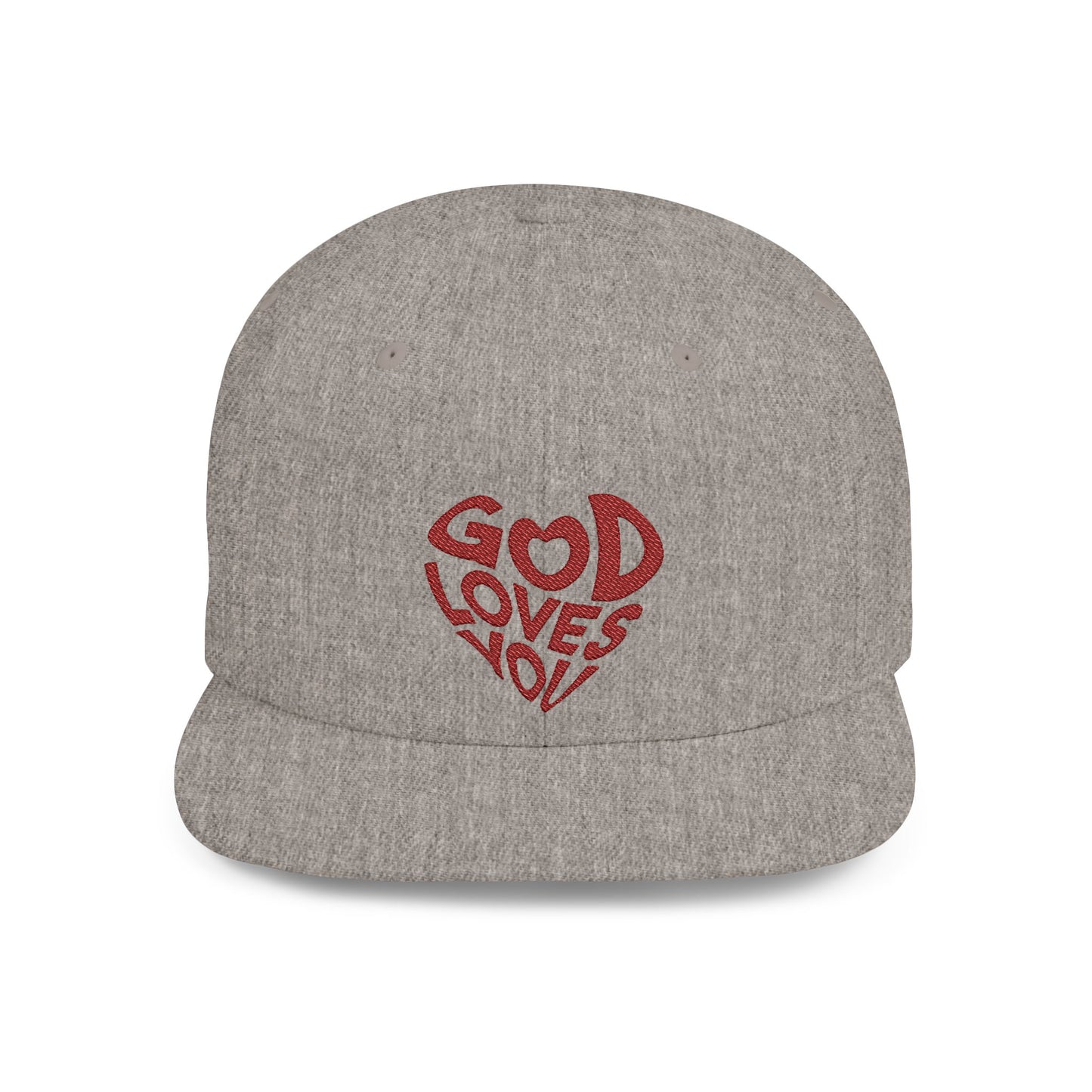 God Loves You Flat Bill Snapback Cap, Faith-Based Hat, Casual Wear, Gift for Friends, Summer Accessory, Religious Statement