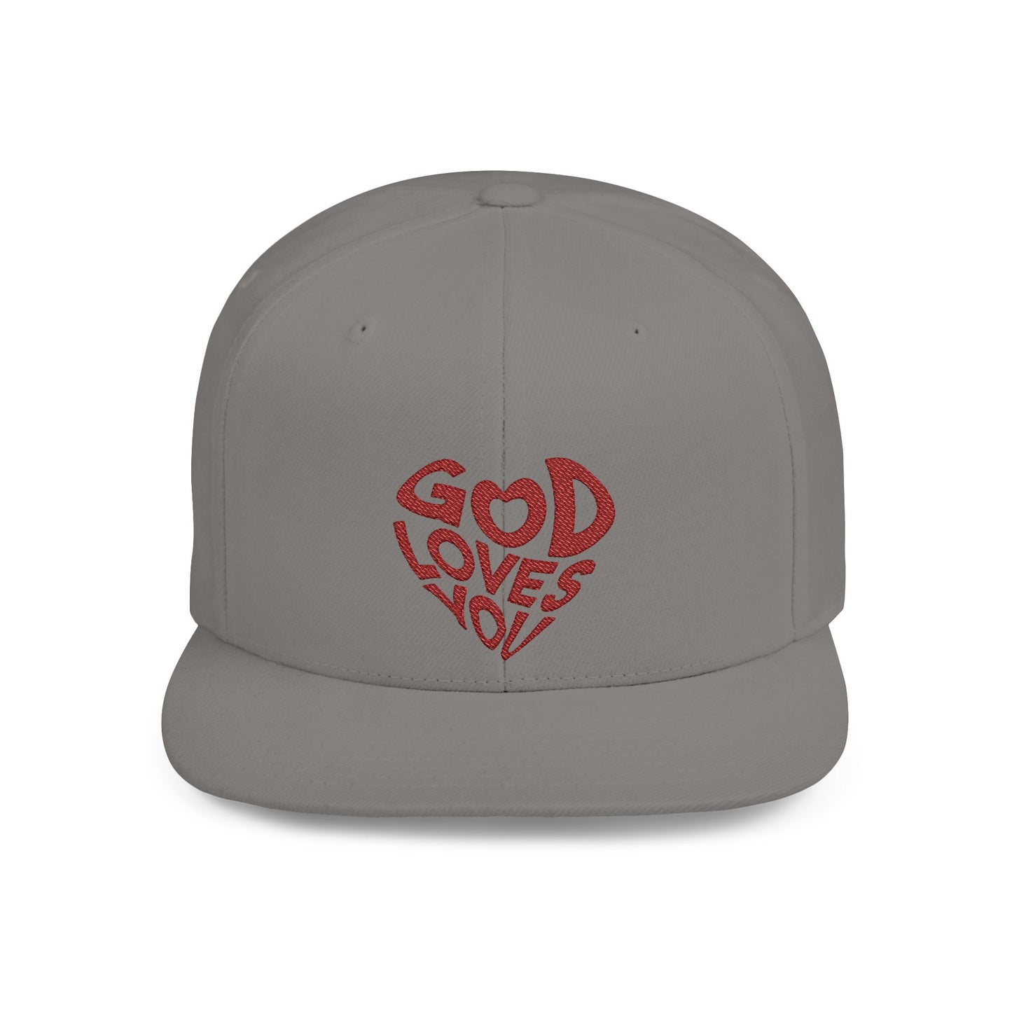 God Loves You Flat Bill Snapback Cap, Faith-Based Hat, Casual Wear, Gift for Friends, Summer Accessory, Religious Statement