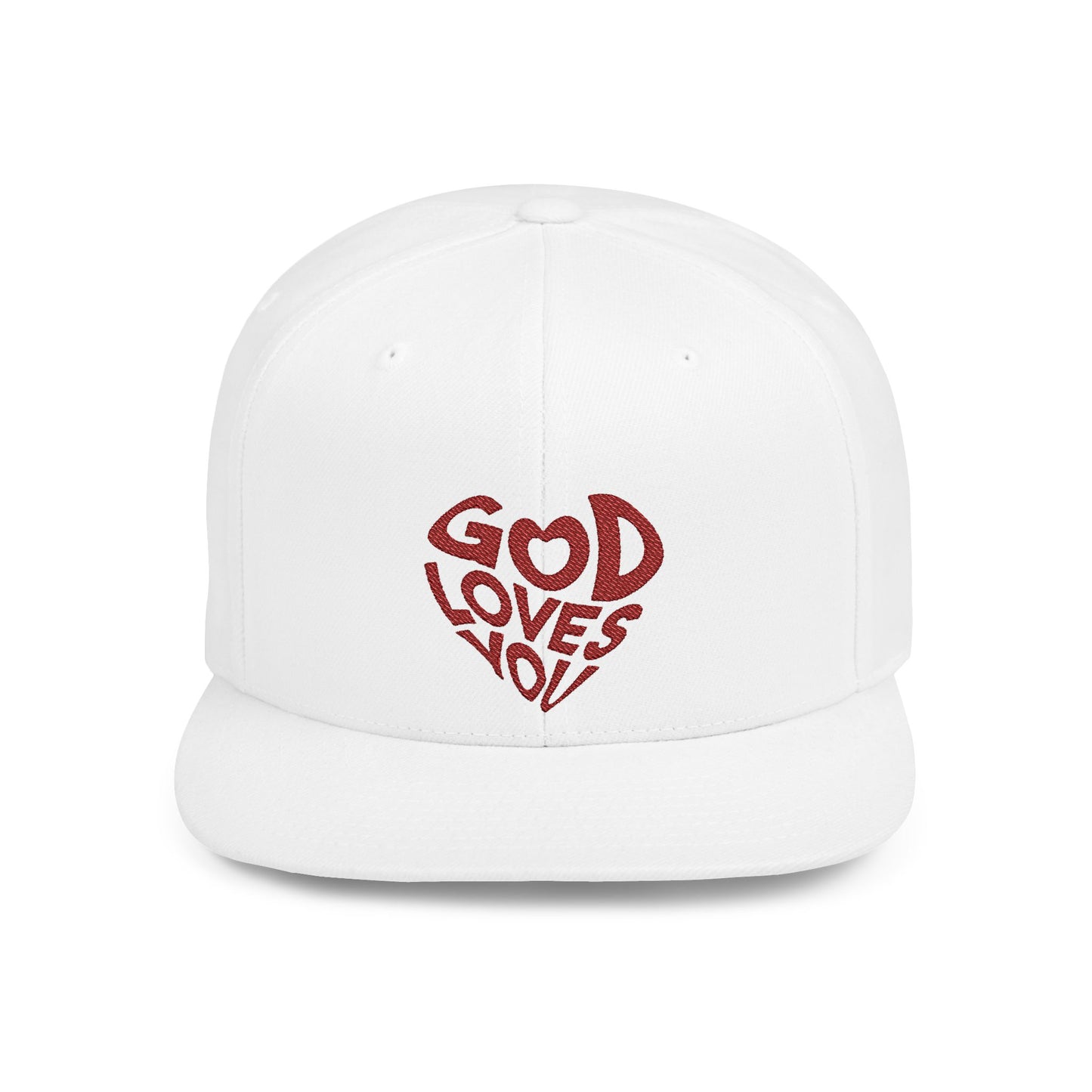 God Loves You Flat Bill Snapback Cap, Faith-Based Hat, Casual Wear, Gift for Friends, Summer Accessory, Religious Statement