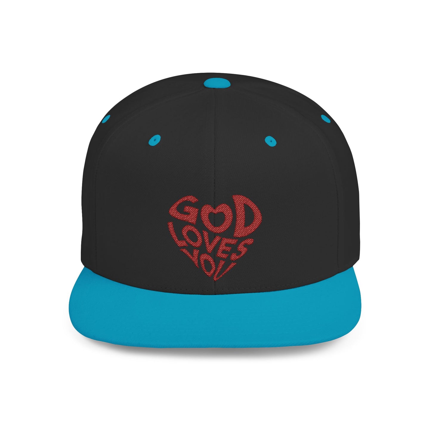 God Loves You Flat Bill Snapback Cap, Faith-Based Hat, Casual Wear, Gift for Friends, Summer Accessory, Religious Statement