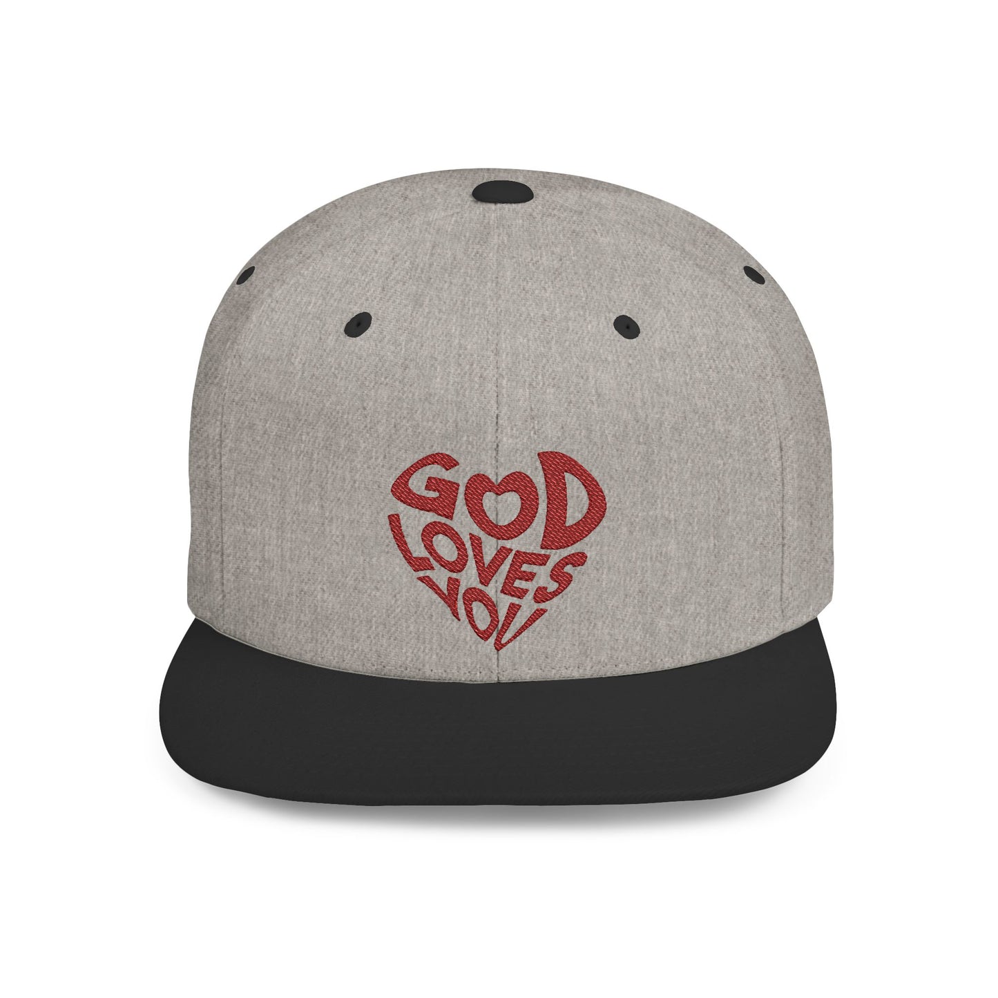God Loves You Flat Bill Snapback Cap, Faith-Based Hat, Casual Wear, Gift for Friends, Summer Accessory, Religious Statement