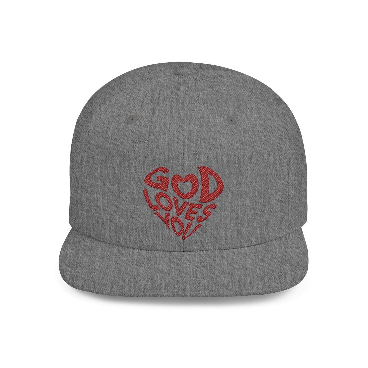 God Loves You Flat Bill Snapback Cap, Faith-Based Hat, Casual Wear, Gift for Friends, Summer Accessory, Religious Statement