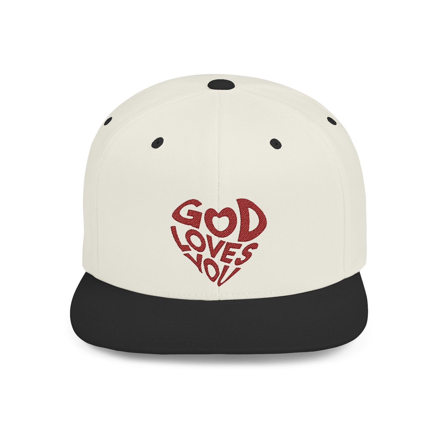 God Loves You Flat Bill Snapback Cap, Faith-Based Hat, Casual Wear, Gift for Friends, Summer Accessory, Religious Statement