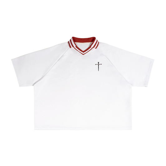 Contrast Lapel Collar Boxy T-Shirt