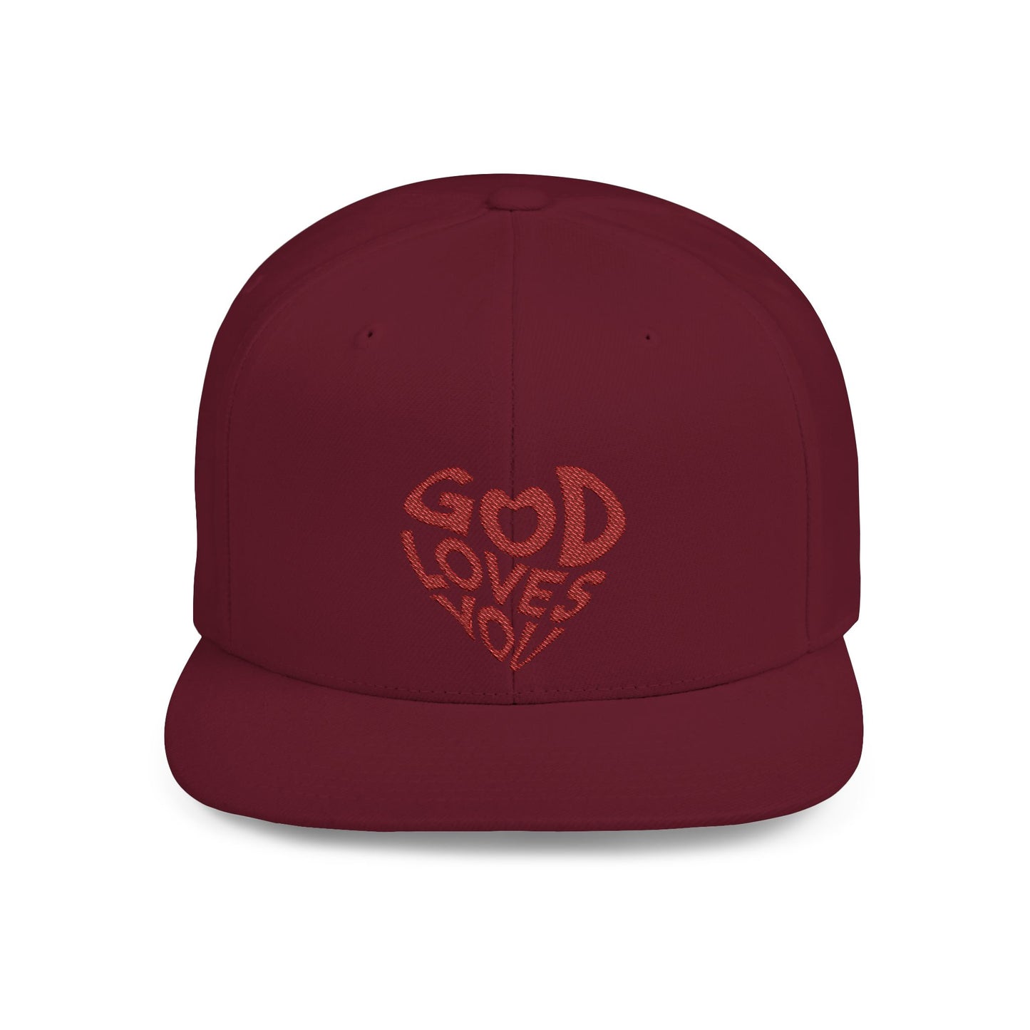 God Loves You Flat Bill Snapback Cap, Faith-Based Hat, Casual Wear, Gift for Friends, Summer Accessory, Religious Statement
