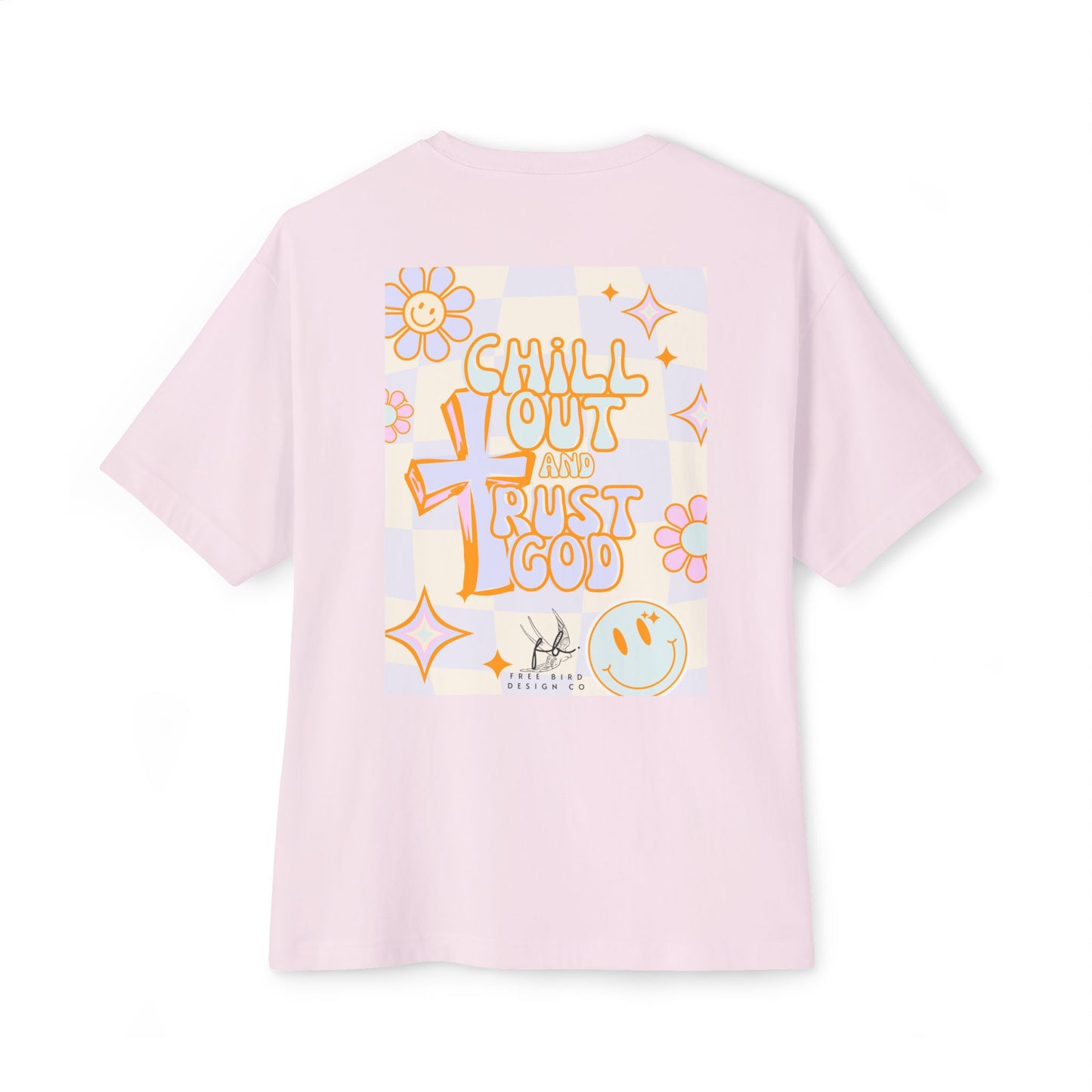 Chill Out and Trust God Boxy Tee, Relaxed Unisex T-Shirt, Cute Faith-Based Apparel, Pastel Graphic Tee for Everyday Wear, Spiritual [...]