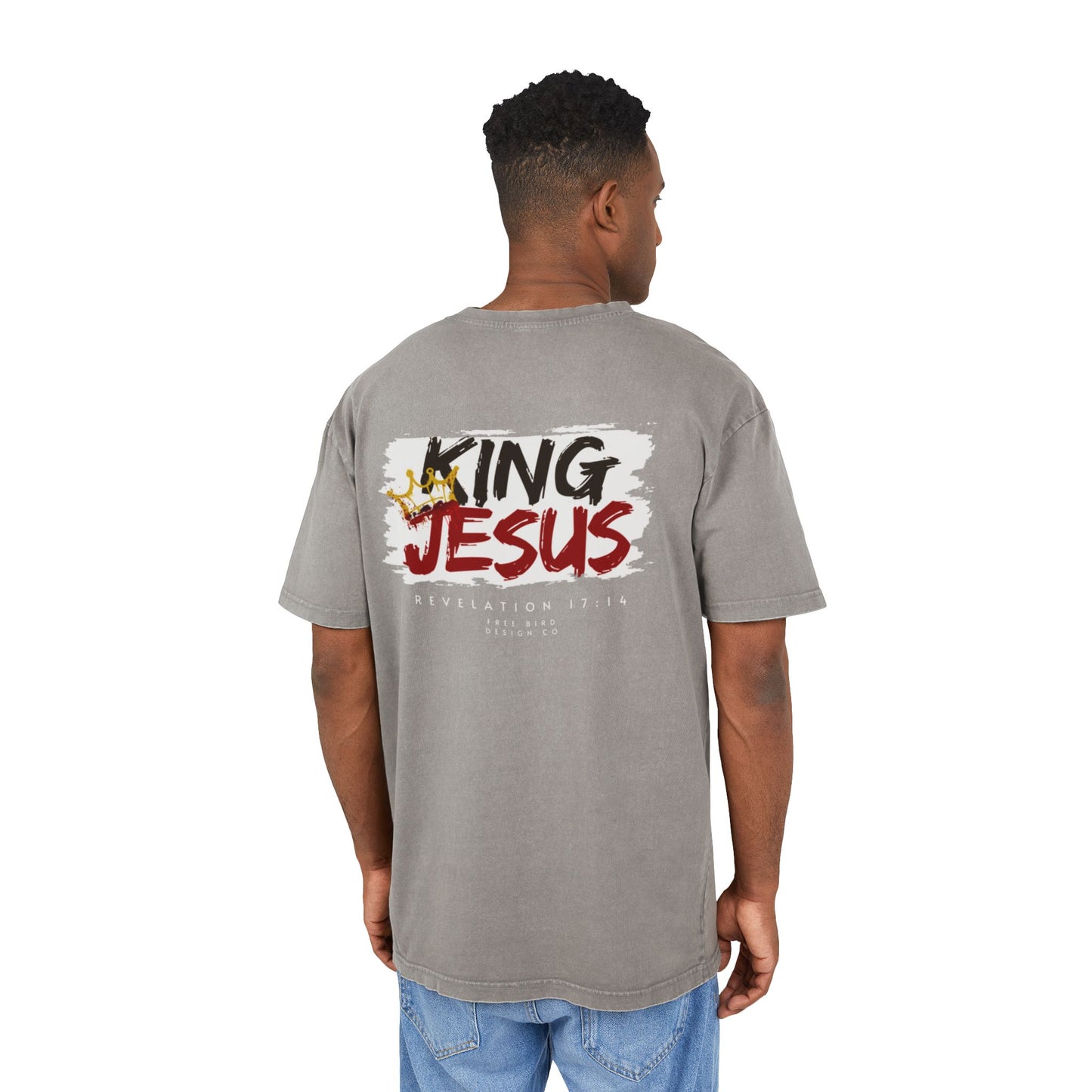 Crowned and Chosen by the Blood of King Jesus Men's Acid Washed Oversized Tee - King Jesus Graphic T-Shirt, Casual Streetwear, Faith-Based Gift, Church Attire, Comfortable Everyday Wear