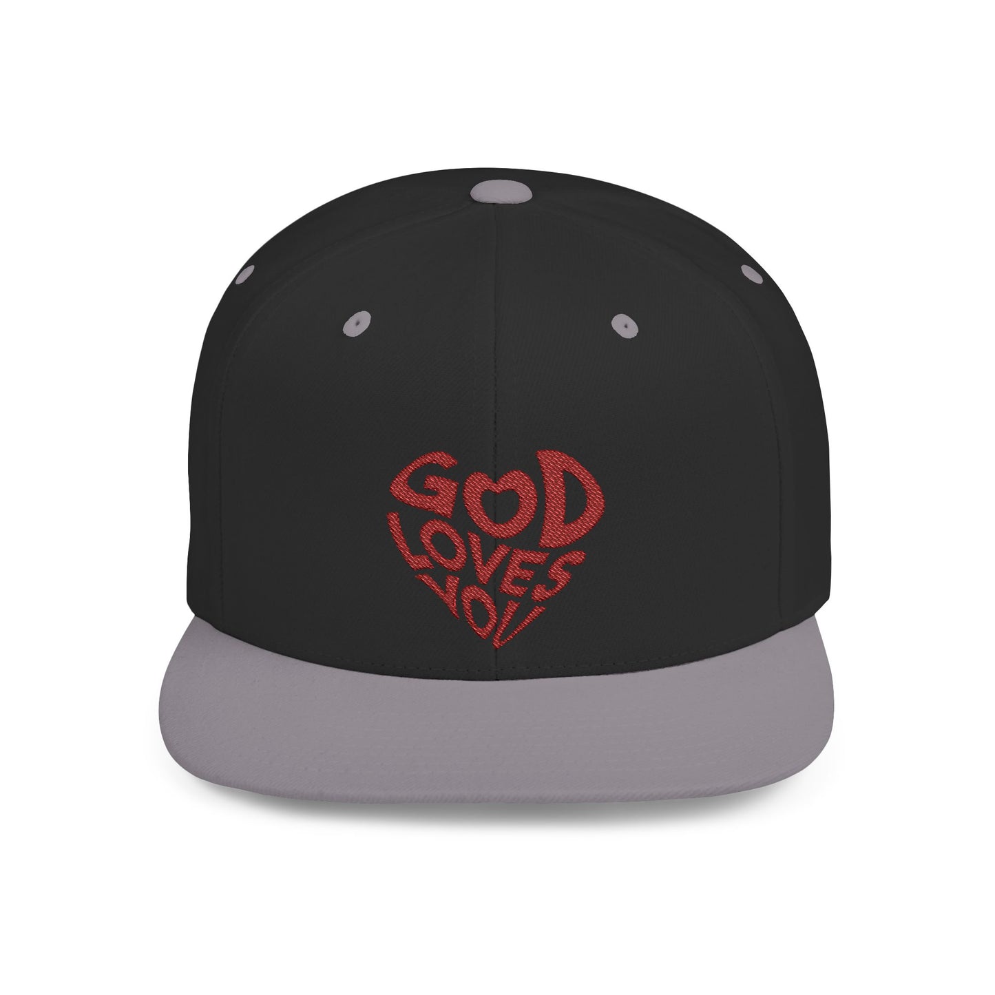 God Loves You Flat Bill Snapback Cap, Faith-Based Hat, Casual Wear, Gift for Friends, Summer Accessory, Religious Statement